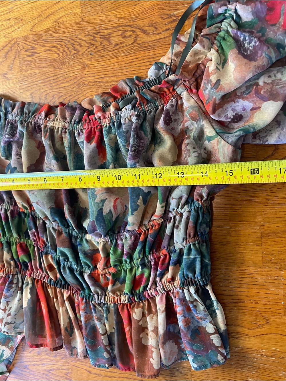 Anthropologie Hutch Multicolor Floral Smocked Peplum Blouse - Picture 6 of 8